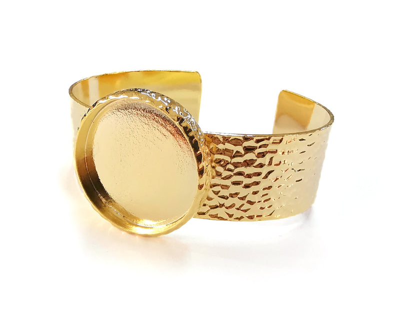 Bracelet Blank Resin Bangle Dry Flower inlay Blank Cuff Bezel Glass Cabochon Base Hammered Adjustable Gold Plated  (30mm) G20331