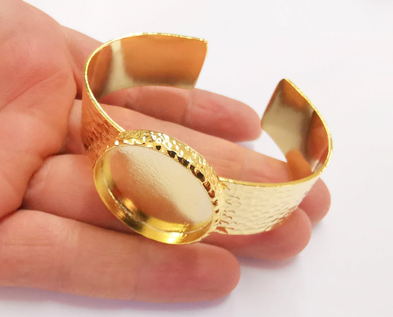Bracelet Blank Resin Bangle Dry Flower inlay Blank Cuff Bezel Glass Cabochon Base Hammered Adjustable Gold Plated  (30mm) G20331