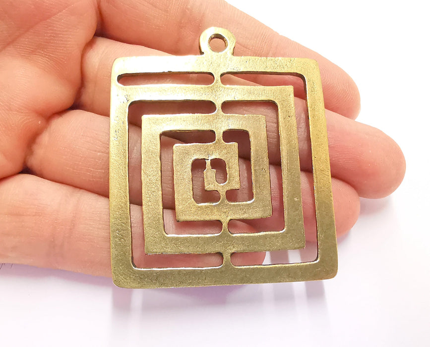 Square Charms Antique Bronze Plated Charms (60x50mm)  G20343