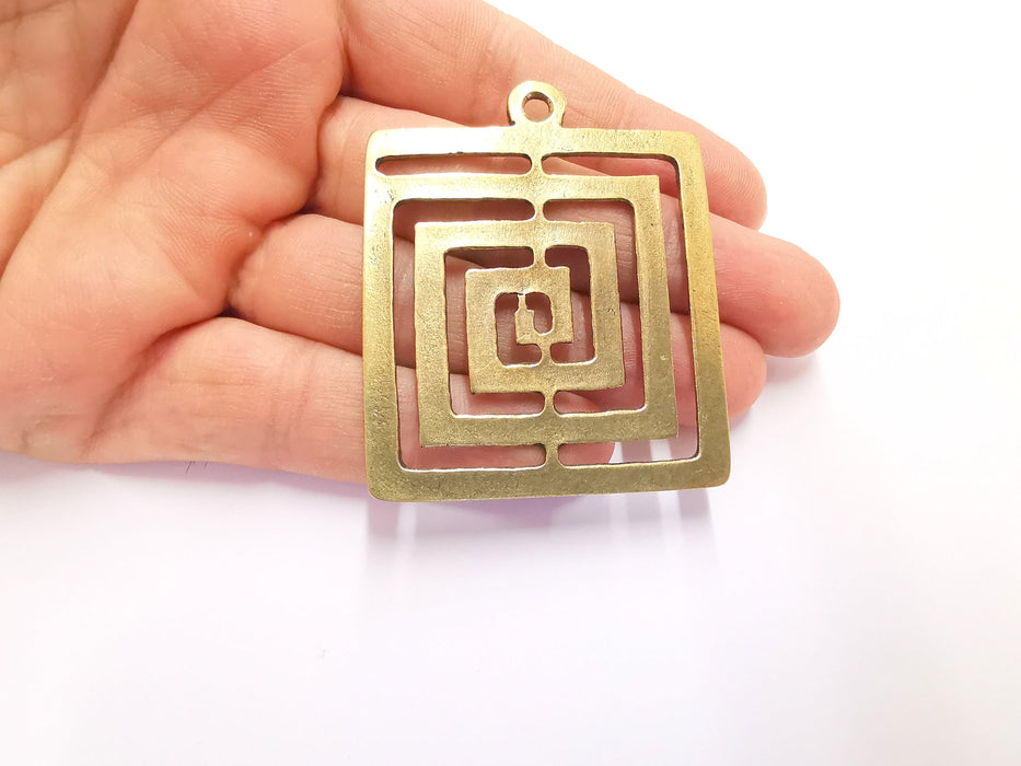 Square Charms Antique Bronze Plated Charms (60x50mm)  G20343