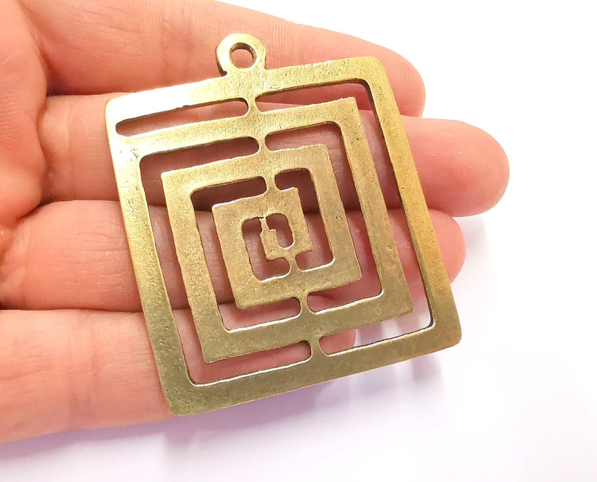 Square Charms Antique Bronze Plated Charms (60x50mm)  G20343