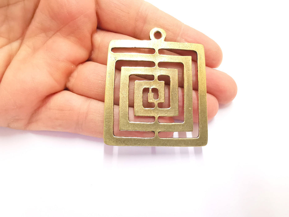 Square Charms Antique Bronze Plated Charms (60x50mm)  G20343