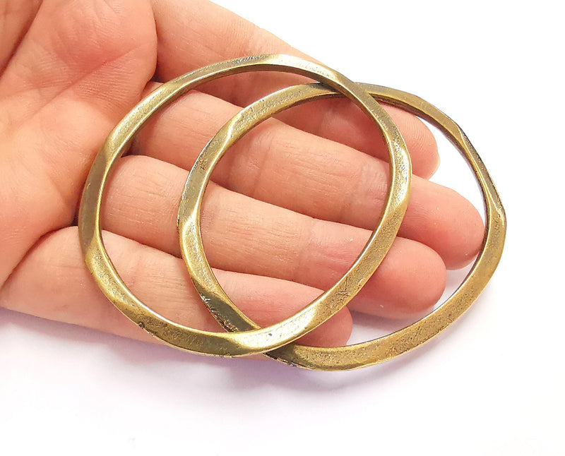 2 Oval Circle Findings Pendant Antique Bronze Plated Pendant (74x62mm)  G20344