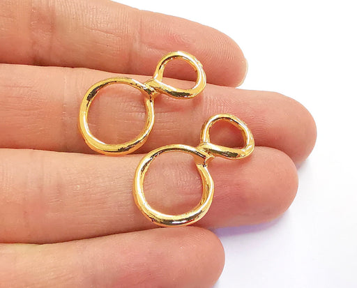 4 Eight Shape Charms Shiny Gold Plated Charms (30x17mm)  G20347