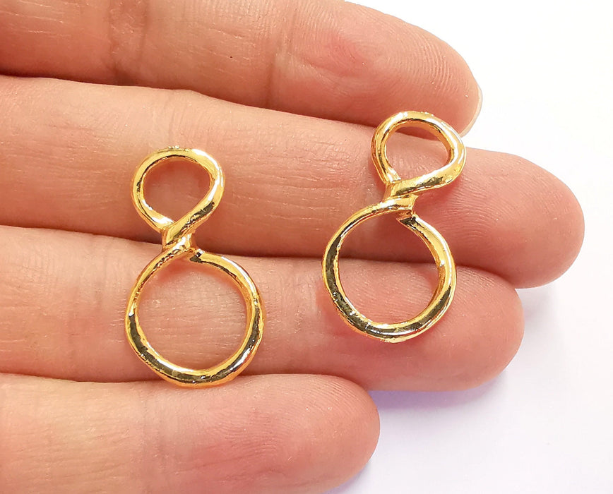 4 Eight Shape Charms Shiny Gold Plated Charms (30x17mm)  G20347