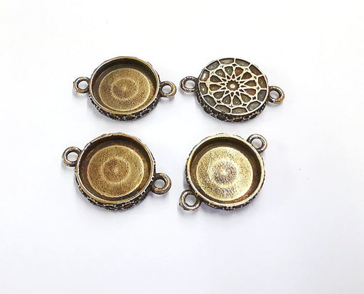 4 Charms Blank Bezel Resin Bezel Mosaic Mountings Antique Bronze Plated Charms (23x16mm)( 14 mm Bezel Inner Size)  G20353