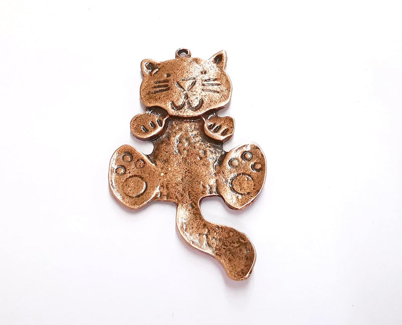 2 Cat Charms Antique Copper Plated Charms (61x36mm)  G20803