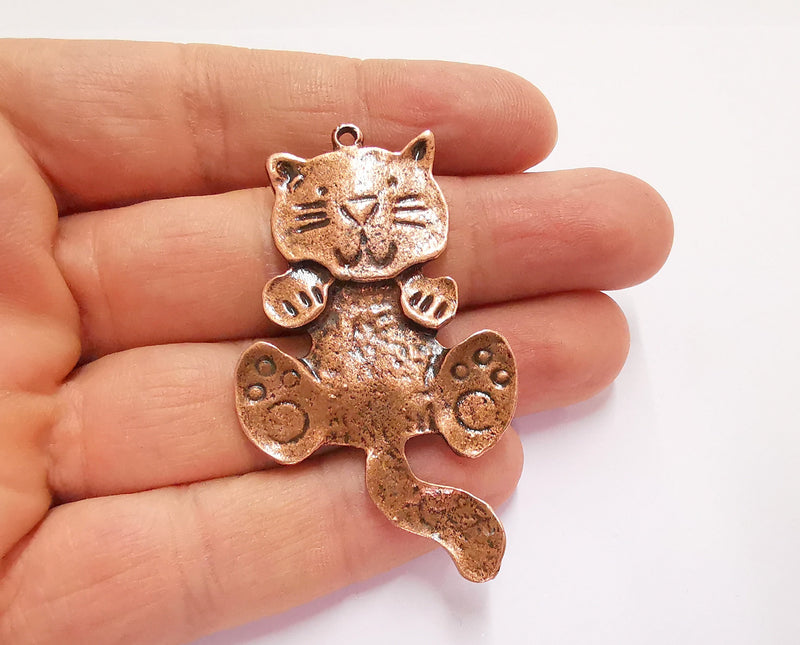 2 Cat Charms Antique Copper Plated Charms (61x36mm)  G20803