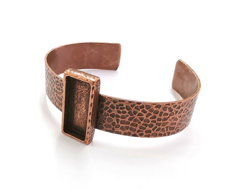 Bracelet Blank Resin Bangle Dry Flower inlay Blank Cuff Bezel Glass Cabochon Base Hammered Adjustable Antique Copper (10x25mm ) G20359