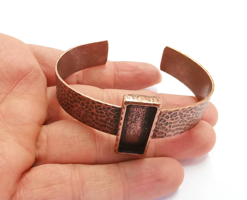 Bracelet Blank Resin Bangle Dry Flower inlay Blank Cuff Bezel Glass Cabochon Base Hammered Adjustable Antique Copper (10x25mm ) G20359