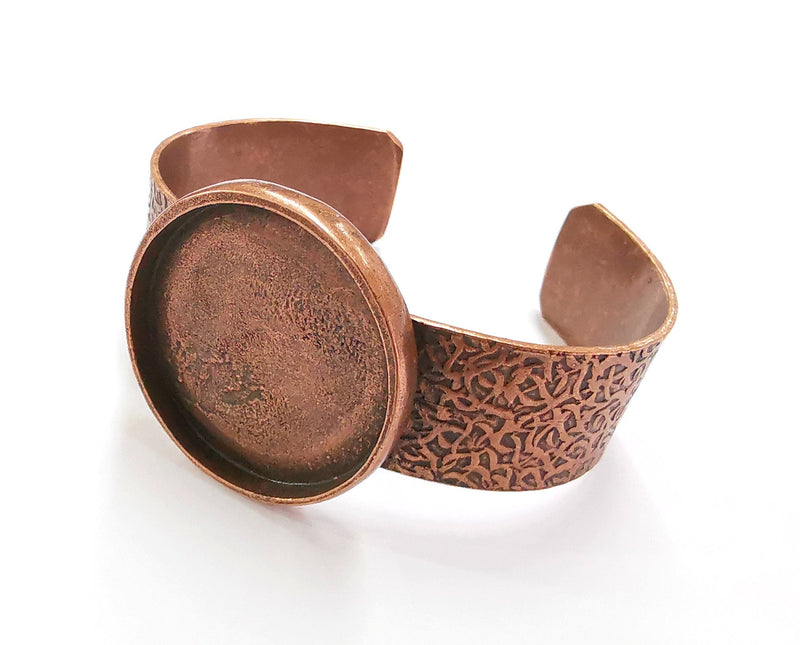 Bracelet Blank Resin Bangle Dry Flower inlay Blank Cuff Bezel Glass Cabochon Base Textured Adjustable Antique Copper (35mm ) G20360