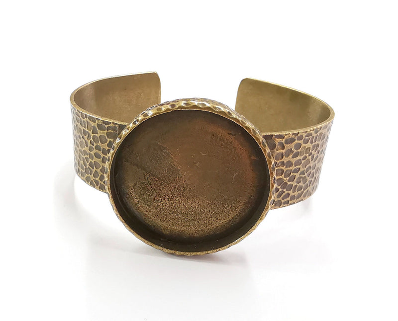 Bracelet Blank Resin Bangle Dry Flower inlay Blank Cuff Bezel Glass Cabochon Base Hammered Adjustable Antique Bronze Plated (35mm ) G20361
