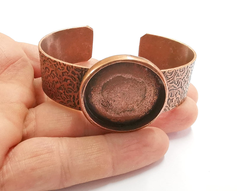 Bracelet Blank Resin Bangle Dry Flower inlay Blank Cuff Bezel Glass Cabochon Base Bracelet Textured Adjustable Antique Copper (30mm ) G20363