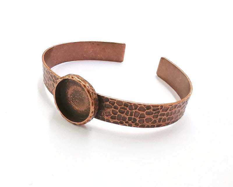 Bracelet Blank Resin Bangle Dry Flower inlay Blank Cuff Bezel Glass Cabochon Base Bracelet Hammered Adjustable Antique Copper (16mm ) G20365