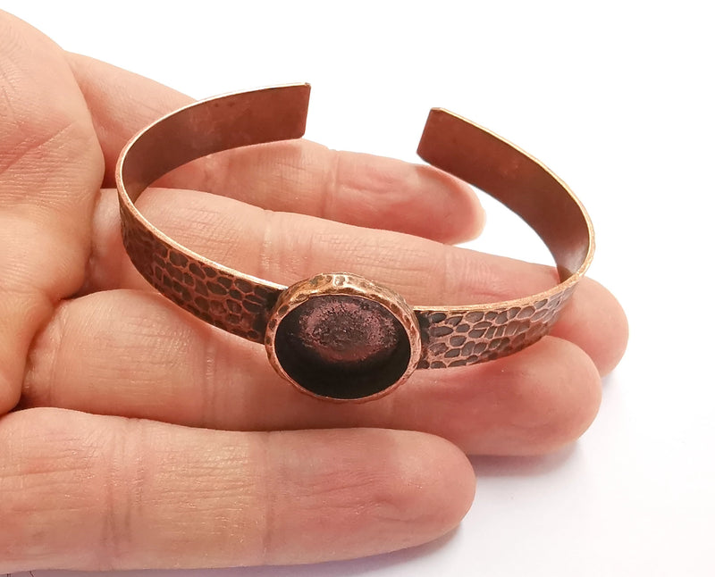 Bracelet Blank Resin Bangle Dry Flower inlay Blank Cuff Bezel Glass Cabochon Base Bracelet Hammered Adjustable Antique Copper (16mm ) G20365