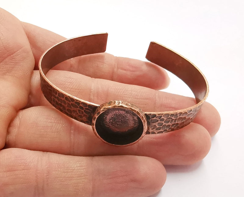 Bracelet Blank Resin Bangle Dry Flower inlay Blank Cuff Bezel Glass Cabochon Base Bracelet Hammered Adjustable Antique Copper (16mm ) G20365