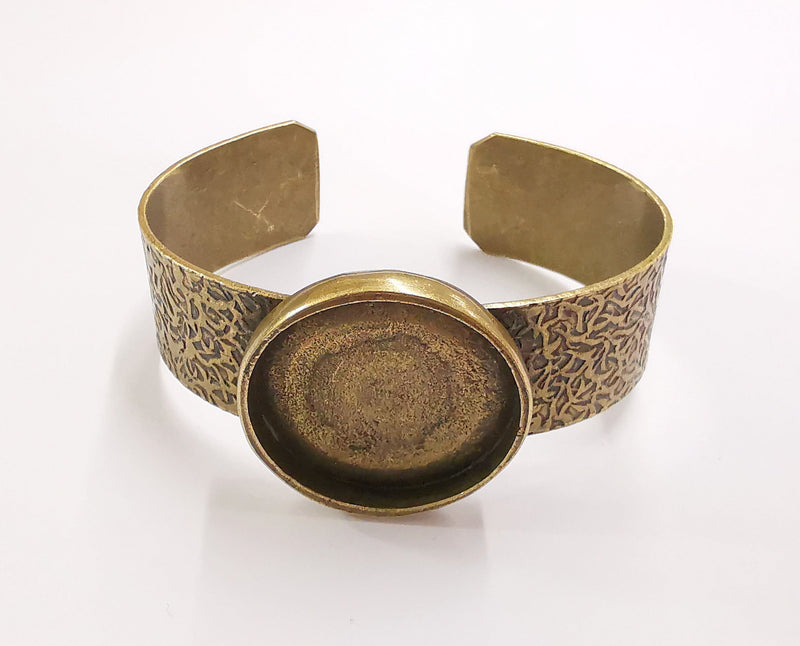 Bracelet Blank Resin Bangle Dry Flower inlay Blank Cuff Bezel Glass Cabochon Base Textured Adjustable Antique Bronze (30mm ) G20367