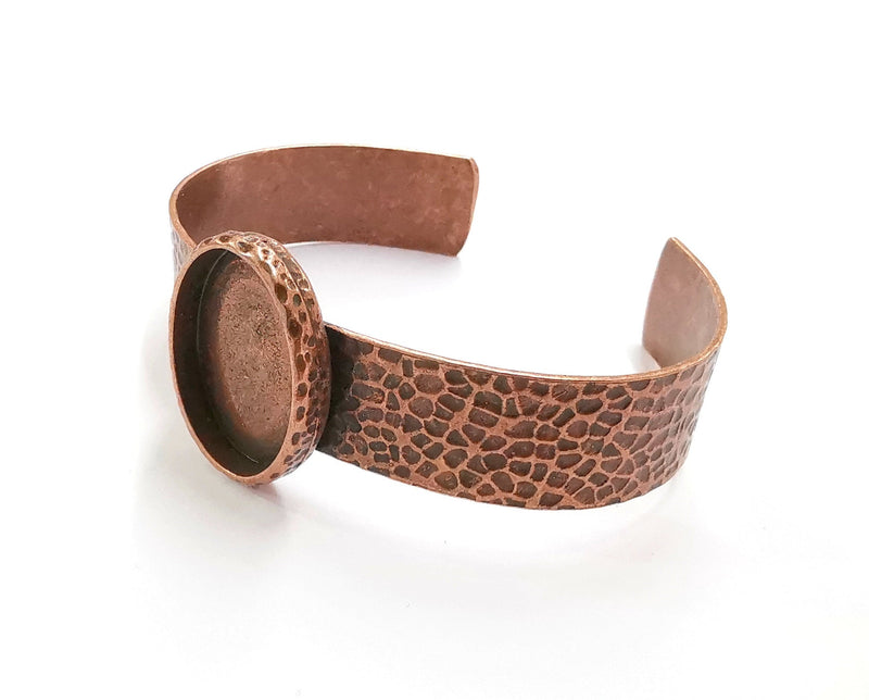 Bracelet Blank Resin Bangle Dry Flower inlay Blank Cuff Bezel Glass Cabochon Base Hammered Adjustable Antique Copper (25x18mm) G20368
