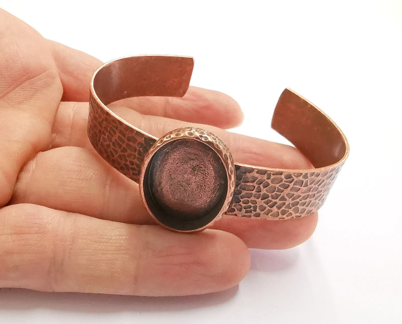 Bracelet Blank Resin Bangle Dry Flower inlay Blank Cuff Bezel Glass Cabochon Base Hammered Adjustable Antique Copper (25x18mm) G20368