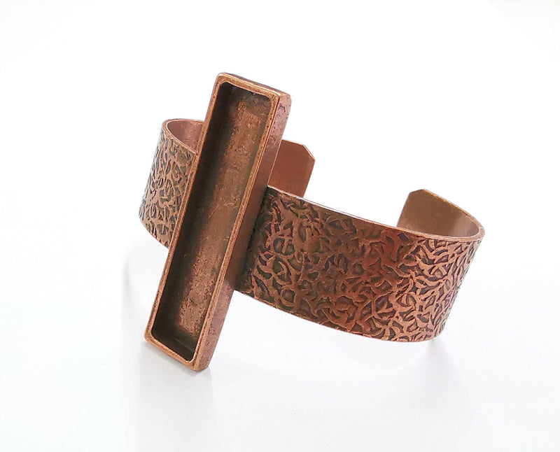 Bracelet Blank Resin Bangle Dry Flower inlay Blank Cuff Bezel Glass Cabochon Base Textured Adjustable Antique Copper (50x10mm) G20369