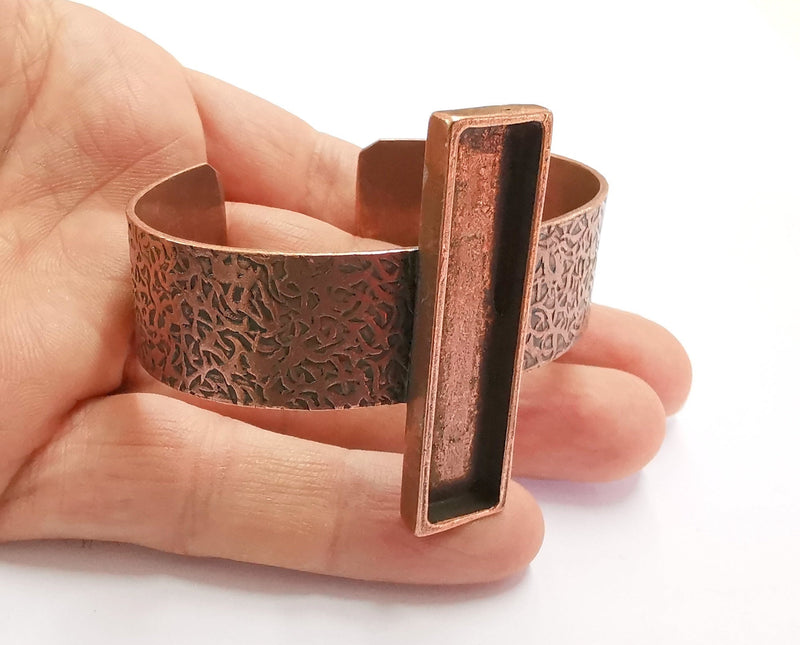 Bracelet Blank Resin Bangle Dry Flower inlay Blank Cuff Bezel Glass Cabochon Base Textured Adjustable Antique Copper (50x10mm) G20369
