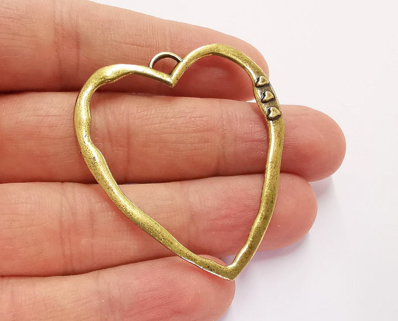 2 Heart Charm Antique Bronze Plated Charms (50x43 mm)  G20808