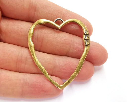 2 Heart Charm Antique Bronze Plated Charms (50x43 mm)  G20808