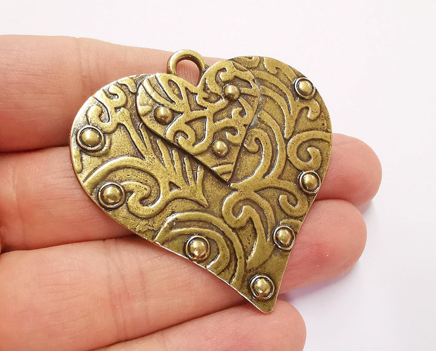 Heart Pendant Antique Bronze Plated Pendant (55x55mm)  G20811