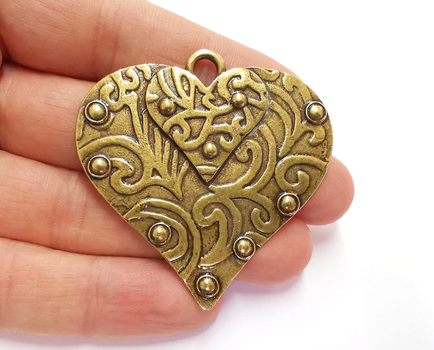 Heart Pendant Antique Bronze Plated Pendant (55x55mm)  G20811