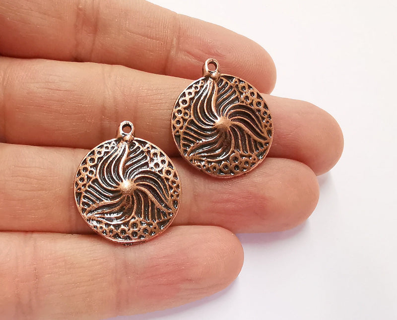 2 Copper Charms Antique Copper Plated Charms (26x22mm)  G20814