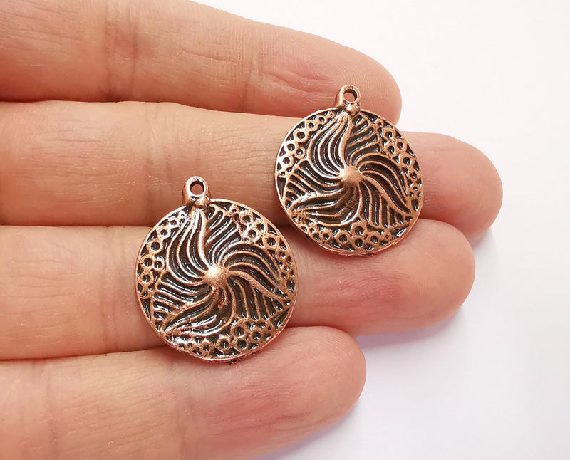2 Copper Charms Antique Copper Plated Charms (26x22mm)  G20814