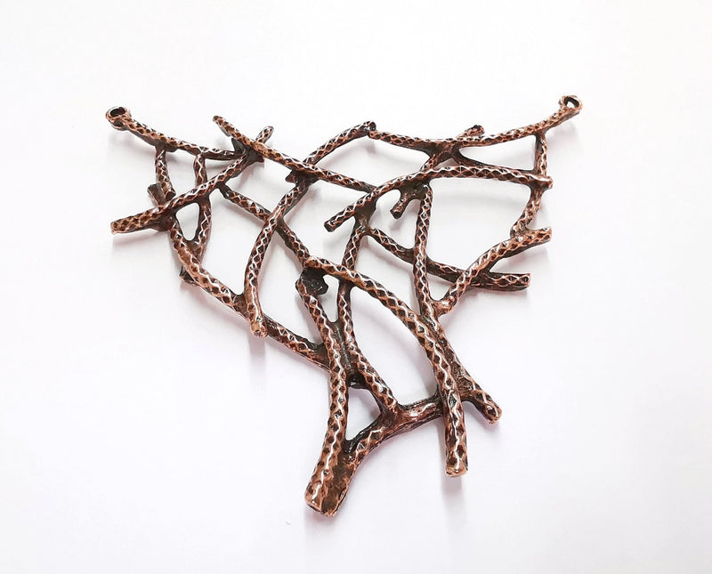Hammered Sticks Pendant Connector Antique Copper Plated  (81x94mm)  G20817