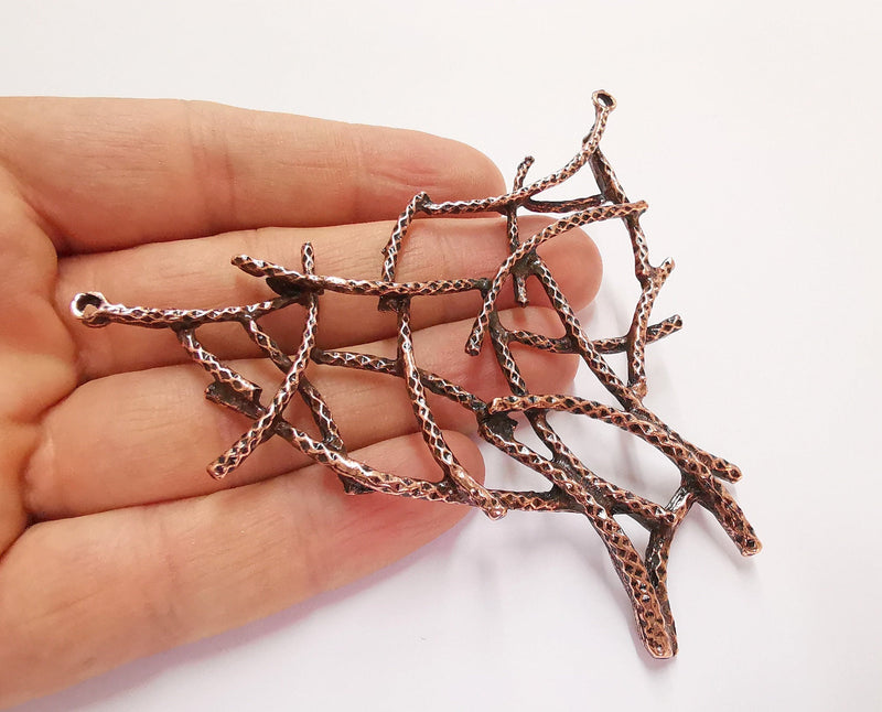 Hammered Sticks Pendant Connector Antique Copper Plated  (81x94mm)  G20817
