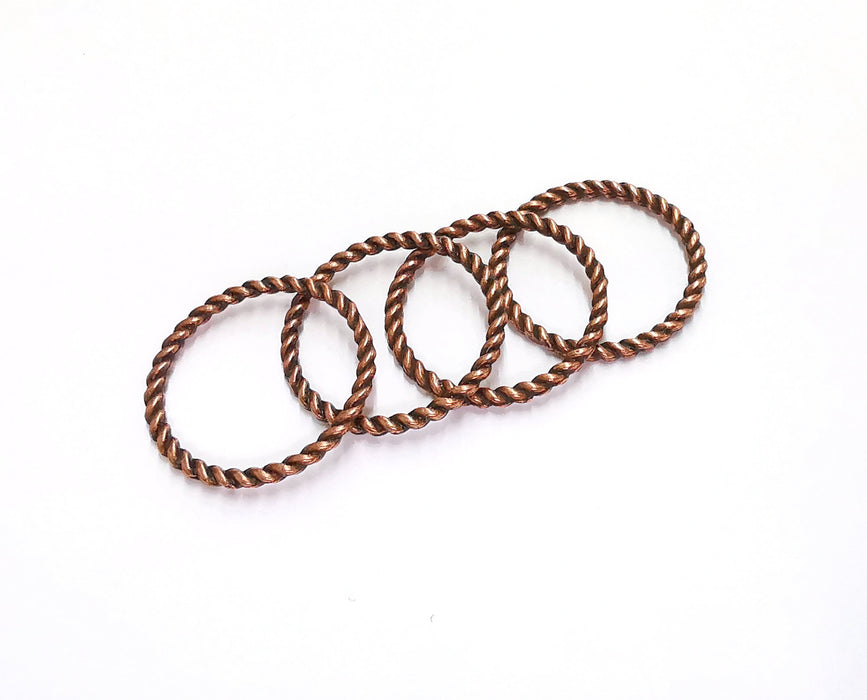 10 Twisted Circle Findings Antique Copper Plated Circle (25 mm)  G20818