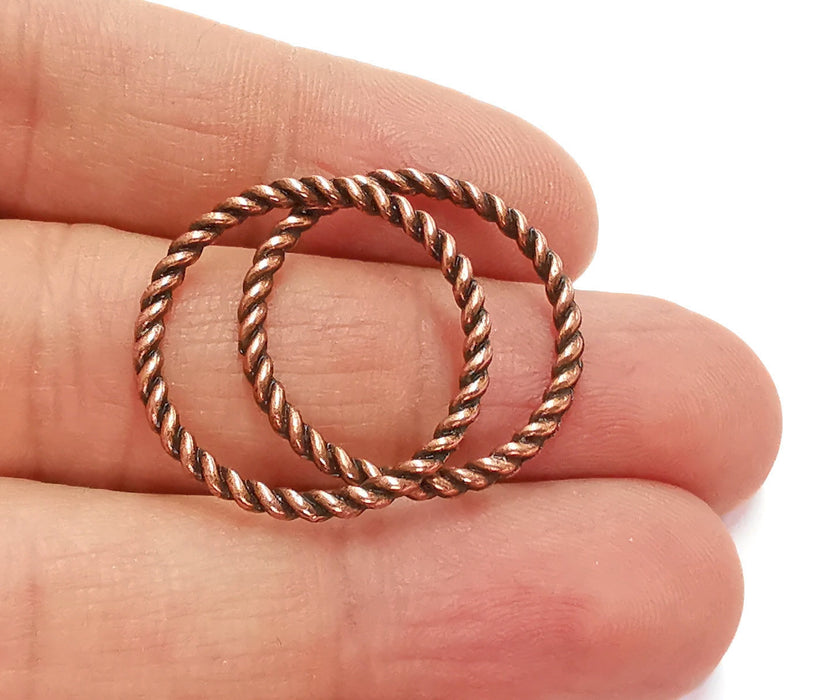 10 Twisted Circle Findings Antique Copper Plated Circle (25 mm)  G20818