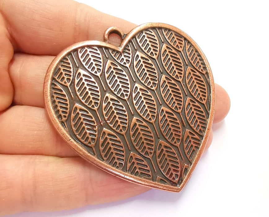 Heart Leaves Pendant Antique Copper Plated Pendant ( 64x62mm )  G20421