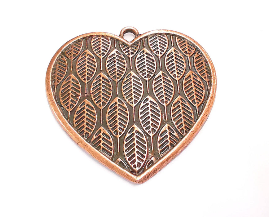 Heart Leaves Pendant Antique Copper Plated Pendant ( 64x62mm )  G20421