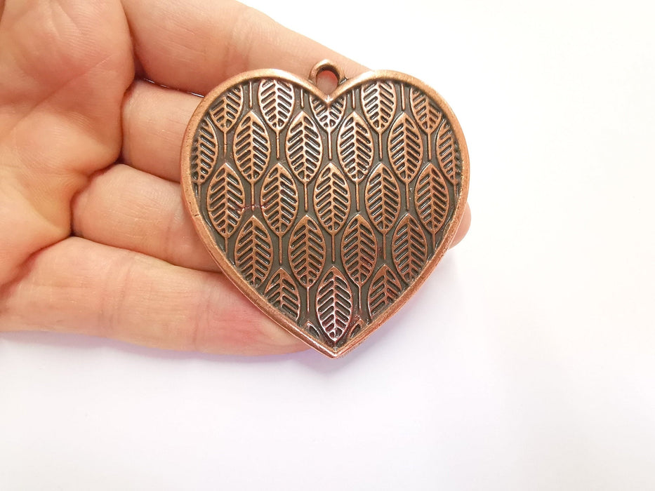 Heart Leaves Pendant Antique Copper Plated Pendant ( 64x62mm )  G20421