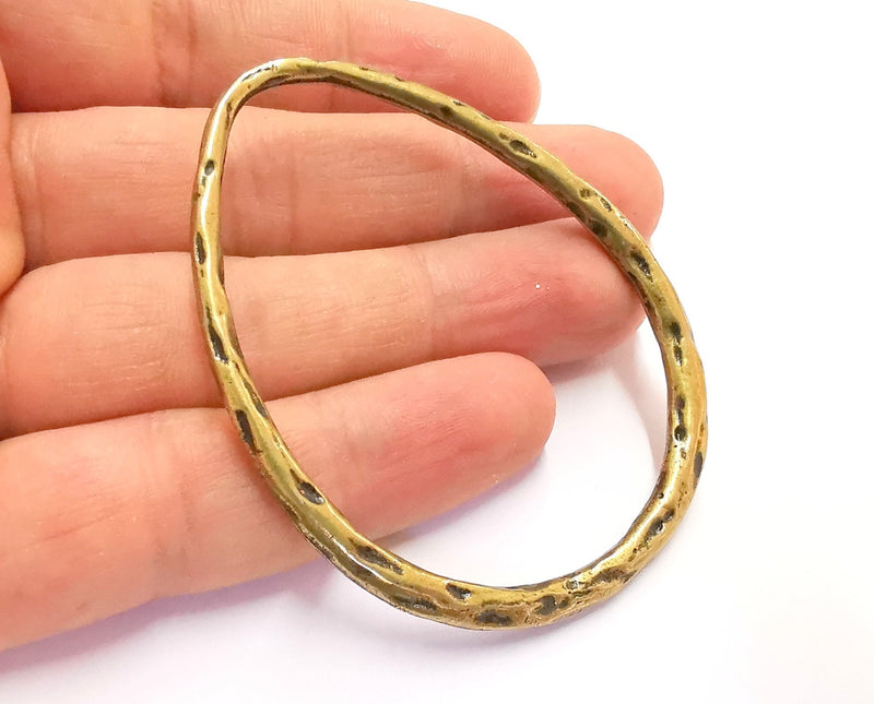 Hammered Drop Findings Charms Antique Bronze Plated Findings (68x54mm)  G20424