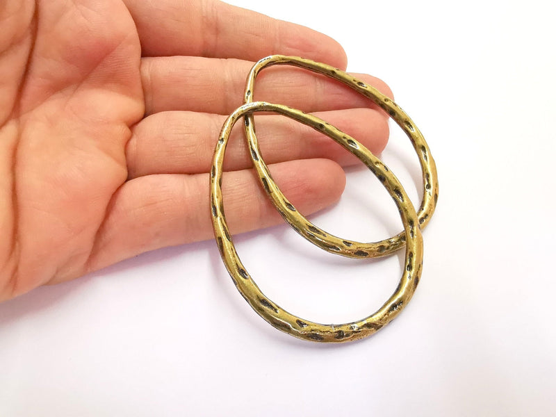 Hammered Drop Findings Charms Antique Bronze Plated Findings (68x54mm)  G20424