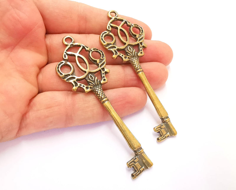 Key Pendant Antique Bronze Plated Pendant (86x30mm )  G20430