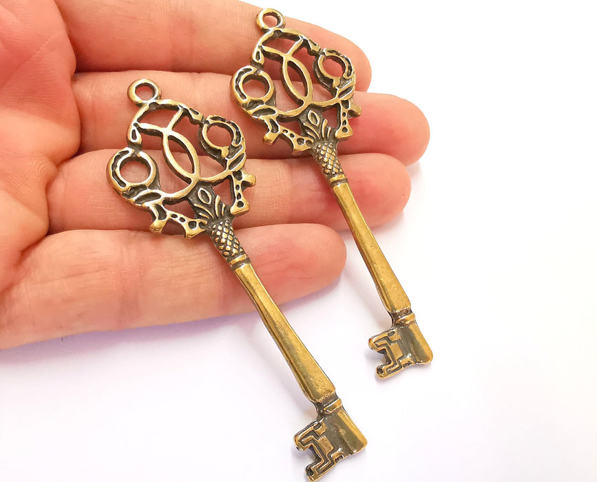 Key Pendant Antique Bronze Plated Pendant (86x30mm )  G20430