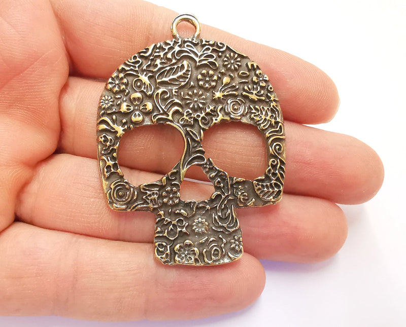 Skull Pendant Antique Bronze Plated Pendant (62x45mm )  G20433