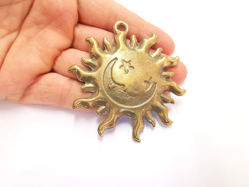 Sun Moon Star Pendant Antique Bronze Plated Pendant (78x73mm )  G20434
