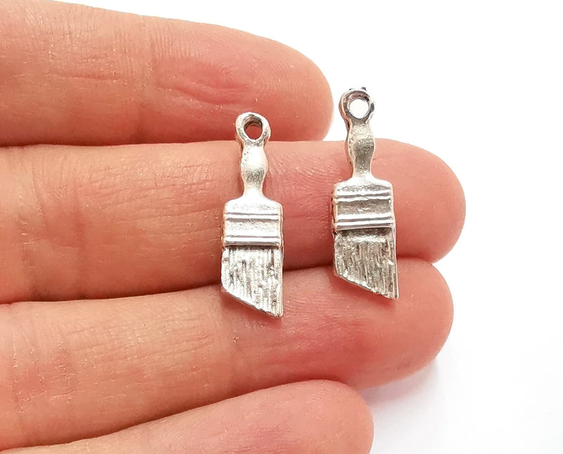 10 Paintbrush Charms Antique Silver Plated Charms (25x8mm)  G20847