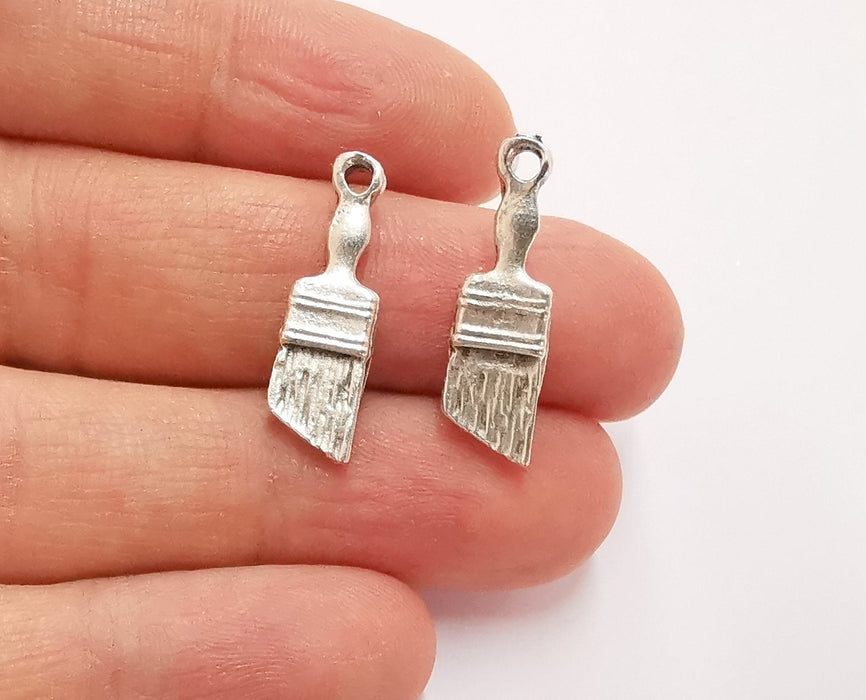 10 Paintbrush Charms Antique Silver Plated Charms (25x8mm)  G20847