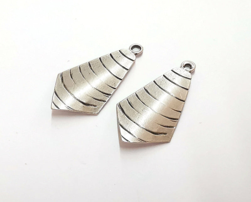 2 Silver Charms Antique Silver Plated Charms (41x21mm)  G20848