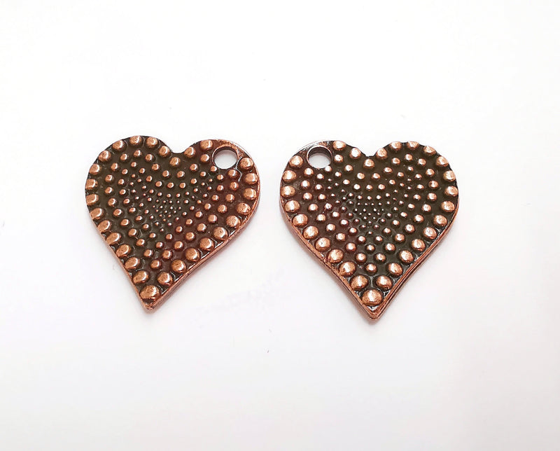 2 Heart (Double Sided) Charms Antique Copper Plated Charms (35x33mm) G20853