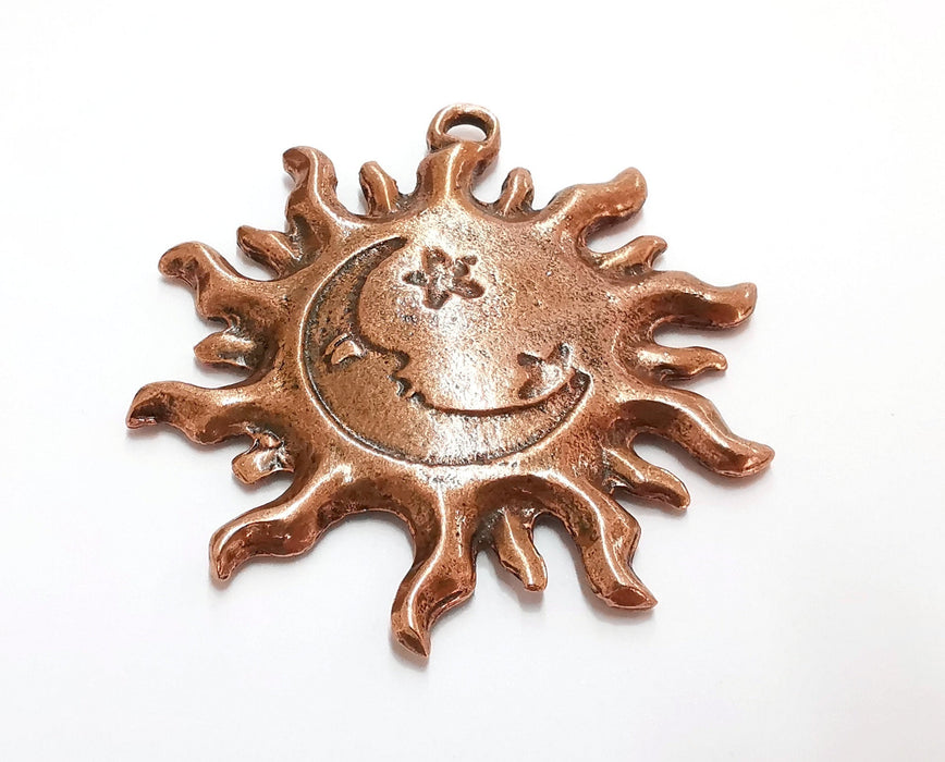 Sun Moon Star Pendant Antique Copper Plated Pendant (78x73mm)  G20856