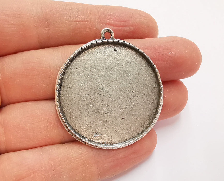 Branch Flower Pendants Blank Resin Bezel Mosaic Mountings Antique Silver Plated Pendant Cabochon (44x39mm)( 36 mm Bezel Inner Size)  G20863